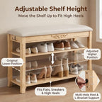 Shoe Rack Bench Entryway Storage with Leather Cushion, 31.5" - Image 5