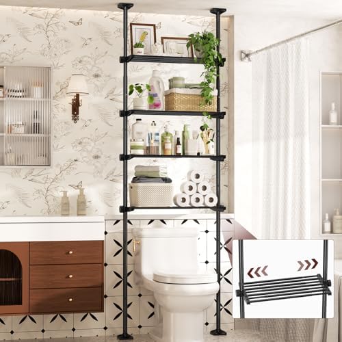 Goovilla Over The Toilet Storage Shelf, 64-124inch(H) 15-27inch(W), Black by Goovilla