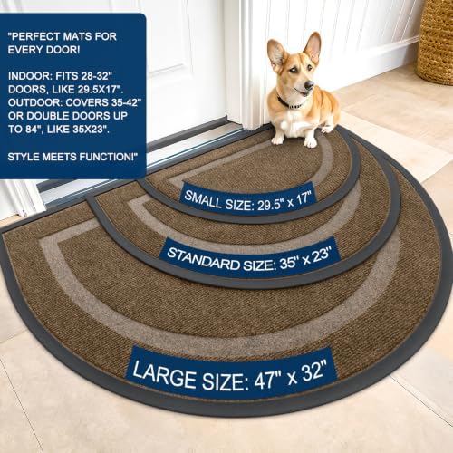 OLANLY Half Circle Front Door Mat Outside 71x23 All-Season Rubber Doormat - Image 2
