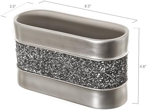 Creative Scents Crackled Glass Silver Toothbrush and Toothpaste Holder for Bathroom - Decorative Bathroom Counter Electric Toothbrush Organizer, 3 Slot, Makeup Brush Holder - Image 4