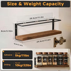 4-Tier Wall Mount Spice Rack Organizer with 24 Glass Jars, 216 Labels & Funnel - Screw/Adhesive Mount, Black Metal & Wood Spice Storage for Kitchen Pantry Cabinet, 11.6”L x 2.4”W x 3.2”H - Image 3