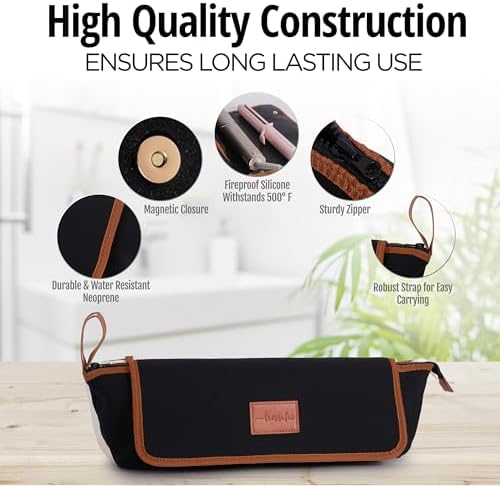 Large Hair Tools Travel Bag with Heat Resistant Mat for Curling Irons, Flat Irons, and Styler Brushes | Protective Organizer for Travel & Home - Image 5