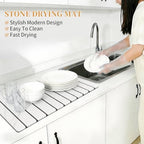 Stone Dish Drying Mat for Kitchen Upgrade Counter Mats Quick Dry - Image 6