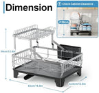 iSPECLE 2 Tier Dish Drying Rack for Kitchen Counter - Large Drainer, Silver - Image 6