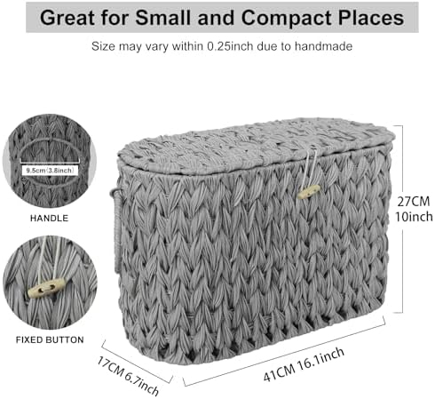 Coeusy Toilet Paper Basket with Lid, Wicker Basket for Bathroom Organizer - Image 3