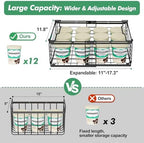 ADRIMER Freezer Organizer Bins, 2 Packs Foldable & Stackable Chest Freezer Organizer Bins with Adjustable Length 11-17.3", Metal Wire Storage Baskets for Upright Freezer, Deep Freezer, Pantry, Black - Image 6