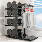 4-Tier Pot and Pan Organizer Rack, Adjustable Kitchen Cabinet Storage with Hooks, Black Metal, Space-Saving Cookware Holder - Image 4