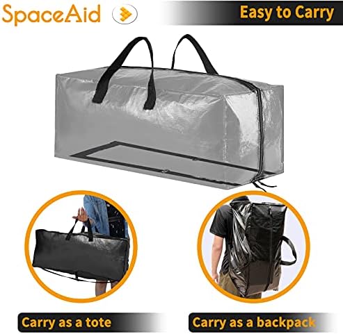 SpaceAid Heavy Duty Moving Bags 8 Pack, Large Storage Totes Bins with Backpack Straps, Strong Handles & Zippers, Packing Moving Boxes Supplies, College Dorm Room Essentials, Black - Image 5