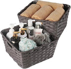 Onlytak 2-Pack Plastic Wicker Bathroom Baskets, 12"x12"x6", Dark Grey by onlytak