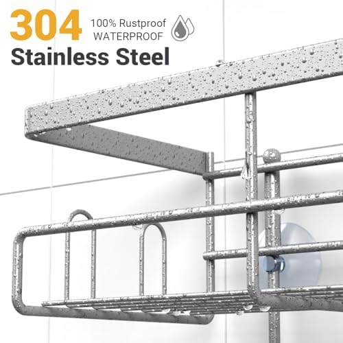 Hanging Shower Caddy Over Showerhead - Rustproof No Drill Shower Organizer - Image 3