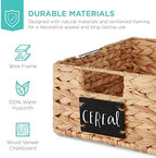 Best Choice Products Set of 4 9x12in Water Hyacinth Pantry Baskets, Woven Organizers w/Chalkboard Label, Chalk Marker - Natural - Image 5