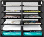 PAG Mass Mail Holder, Adjustable Countertop Literature Organizer, Student Mailbox, Desktop Bill Paper Organizer, 12 Compartments, Black - Image 2