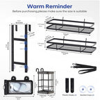 Over the Door Shower Caddy Hanging, Rustproof Shower Shelves with Waterproof Phone Pouch, 2-Tier Adjustable Bathroom Organizers and Storage, No Drilling Shower Shelf, Black Shampoo Soap Holder - Image 2