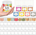 PeacePeo 6 OZ Plastic Jars with White Lids, 48 Pcs Slime Containers by PeacePeo