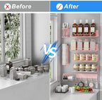 Magnetic Spice Rack for Refrigerator,8 Pack Magnetic Fridge Shelf, Moveable Spice Organizer with Hook Rack, Paper Towel Holder, Utensil Holder,cup lid holder, Super Magnetic Rack Set (Pink) - Image 6