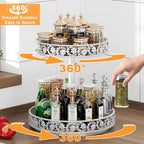 2 Tier Lazy Susan Organizer Turntable, 12 Inch, White - Image 2