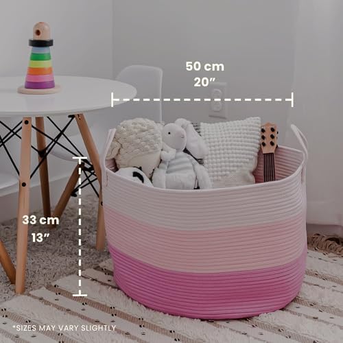 OrganiHaus Round Toy Basket & Blanket Basket, Cotton Rope 20x13" - Image 2