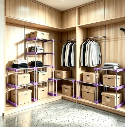 BLULEE Expandable Cabinet Organizer, Adjustable Storage Shelf Purple - Image 2
