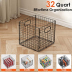 4-Pack Metal Milk Crate for Storage,32QT Stackable Collapsible Storage Bins - Image 2
