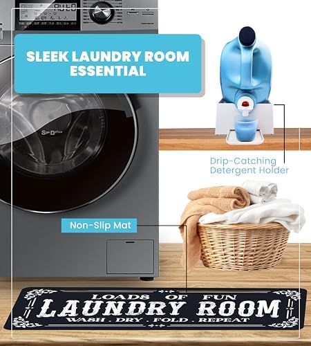 Skywin Laundry Detergent Holder with Laundry Room Rug Runner - Image 5