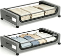 Under Bed Storage with Wheels, 2 Pack Under Bed Storage Containers, 6.7 inches Tall Underbed storage bins on Wheels, Rolling Under the Bed Metal Drawers for Clothes, Blankets, Shoes (XXL, 56L ) by Unknown