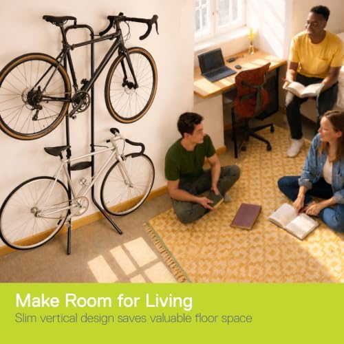 Delta Cycle Michelangelo 2 Bike Storage Rack Black - Gravity Fully Adjustable Bike Storage Garage For Road, MTB, and Hybrid Bicycles - Vertical Bike Rack Holds Up To 80 lbs - Image 4