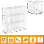 HUBSON Wire Cube Storage Organizer, Book/Toy/Craft/Potted Plants and petCloset Organizers and Storage Shelves, 9-Cube Freely Combinable Metal Grids Storage Shelf, White Iron - Image 3