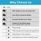 Fontaines Luxury Kid's Black Velvet Felt Non Slip Clothes Hangers 50 Pack - Ultra Slim & Space Saving - Heavy Duty Swivel Black Hook for Children's Clothing, Shirt, Dress, Skirt & Pants Organization - Image 6