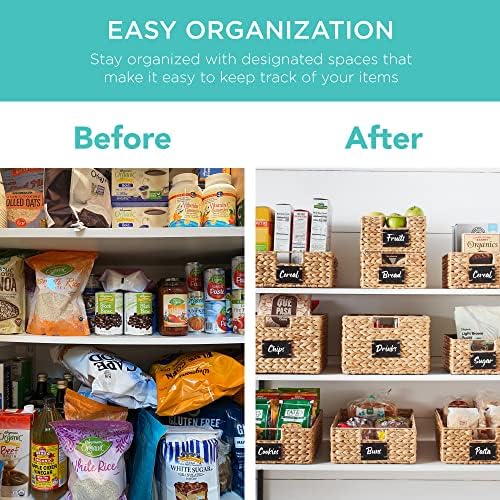 Best Choice Products Set of 4 9x12in Water Hyacinth Pantry Baskets, Woven Organizers w/Chalkboard Label, Chalk Marker - Natural - Image 3