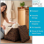 BIRDROCK HOME Large Storage Box with Lid - 18"x17" Handwoven Seagrass Storage Baskets for Home Organizing - Sturdy Metal Frame Wicker Basket with Lid for Living Room, Office & Bathroom - Image 2
