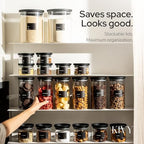KIVY Airtight Glass Jars with transparent Lids & Labels 4x 17oz - Stackable - Image 3