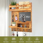 Large Key and Mail Holder Wall Mount, 12.5x16.5 Inch Solid Wood Key Racks for Entryway, Front Door, Hallway, Wall Organizer (Burnt Brown) - Image 4