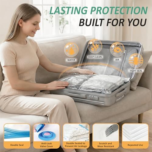 Travel Vacuum Storage Bags with Rechargeable Cordless USB Pump, 35 Combo - Image 6