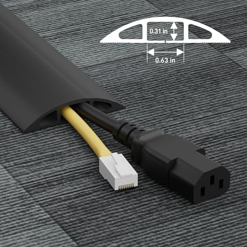 D-Line 30ft Floor Cord Cover, Floor Cable Protector, Extension Cord Cover, Protect Wires & Prevent Cable Trips, Cable Management Solution - Cord Cavity = 0.63" (W) x 0.31" (H) - Black - Image 3