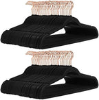 Amazon Basics Slim Velvet Non-Slip Space Saving Suit Clothes Hangers, Closet Organizer, Black/Rose Gold, 100-Pack by AmazonBasics