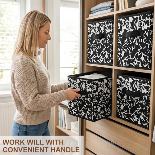 LemonRoad 6 Fabric Cube Storage Bin 11'' Classroom Bin, Black, Classic - Image 4