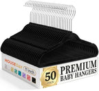 HOUSE DAY 11 Inch Velvet Baby Hangers, Premium Kids Hangers Black 50 Pack by HOUSEDAY