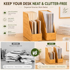 Yeaqee 2 Pcs Vertical File Folder Holder, Bamboo Desktop Organizer - Image 3