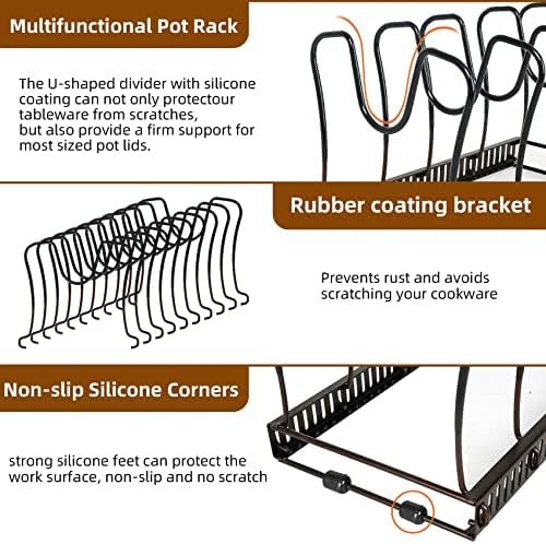 ROOHUA Pot and Pan Lid Organizer Rack for Under Cabinet, Grey - Image 4