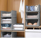 4-Pack Folding Wardrobe Storage Box Plastic Drawer Organizer Stackable Shelf Baskets Cloth Closet Container Bin Cube Home Office Bedroom Laundry Pull Out Drawer Dividers for Clothes,Toys Organization - Image 2