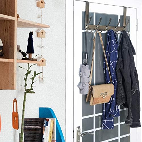 WEBI Over The Door Hook Door Hanger Hook Rack with 5 Tri Hooks for Hanging Coats, Door Towel Rack Towel Hanger Door Coat Hanger Over Door Coat Rack,Bronze,2 Packs - Image 2