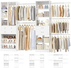 Besiost Closet System, Up to 128.6"/10.7 FT Closet Organizer with 4 Wooden Drawers and Shelves, Walk-in Closet System with 6 Hanging Rods, Built-in Closet Can Fit 96"/8FT, 120"/10FT, White Set 2 by Besiost