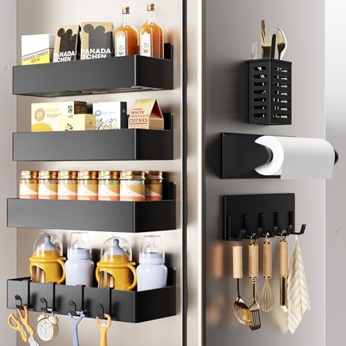 Mystozer Magnetic Spice Rack for Refrigerator Black, 7 Pack by Mystozer