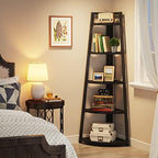 Tribesigns 70 inch Tall Corner Shelf, 5 Tier Modern Corner Bookshelf Bookcase Industrial Corner Ladder Shelf Plant Stand for Living Room, Kitchen, Home Office (Black) - Image 4