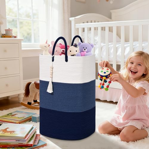 Woven Laundry Basket for Clothes,100 L Large Rectangle Laundry Hampers with Beads Tassel, Nursery Storage Basket for Toys, Tall Dirty Clothes Hamper for Bedroom Aesthetic, Laundry Room Organization - Image 6