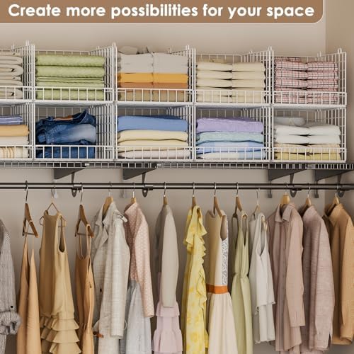 5-Tier Stackable Closet Organizers and Storage Baskets, Closet Shelf Organizer, Space-Saving closet organizer system, Foldable Clothes Storage Bins for Closet Organizer System, White(Patent 30022416) - Image 5