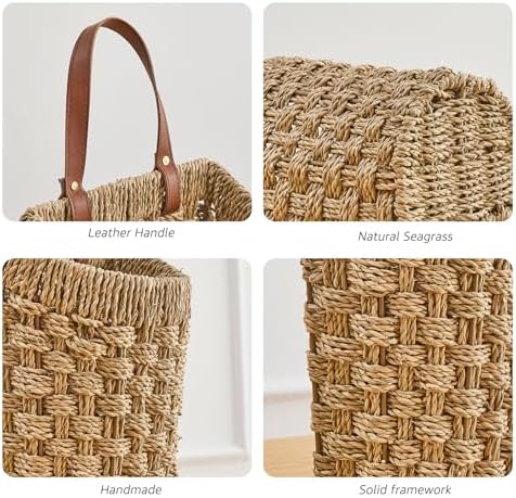 Handwoven Seagrass Boho Front Door Basket for Flower Plants - Image 3