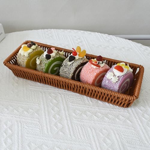 Silverware Organizer Basket, Silverware Basket for Drawer, Small Wicker Bread Cracker Baskets 6 Pack, Stackable Wicker Storage Baskets for Spoons Forks Knives Stationery (Rectangle) - Image 3