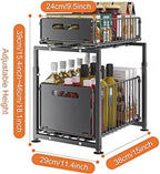 Under Sink Organizer, 2-Tier Multi-Use Kitchen and Bathroom Organizers and Storage, Slide Out Thickened Metal Under The Sink Organizer for Kitchen Bathroom Pantry (Style A Black, 1 Pack) - Image 4