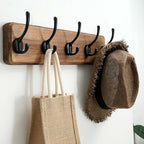 SKOLOO Rustic Coat Rack Wall Mount, 5 Hooks, 17 Inch, Solid Wood, Brown - Image 3